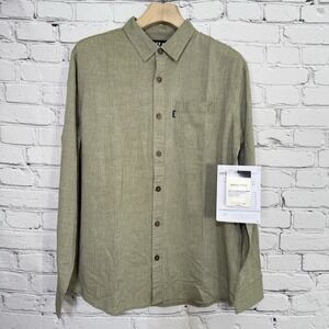 Reef Men's Stuart Long Sleeve Shirt M Avocado Button‎ Up Salesman Sample NWT